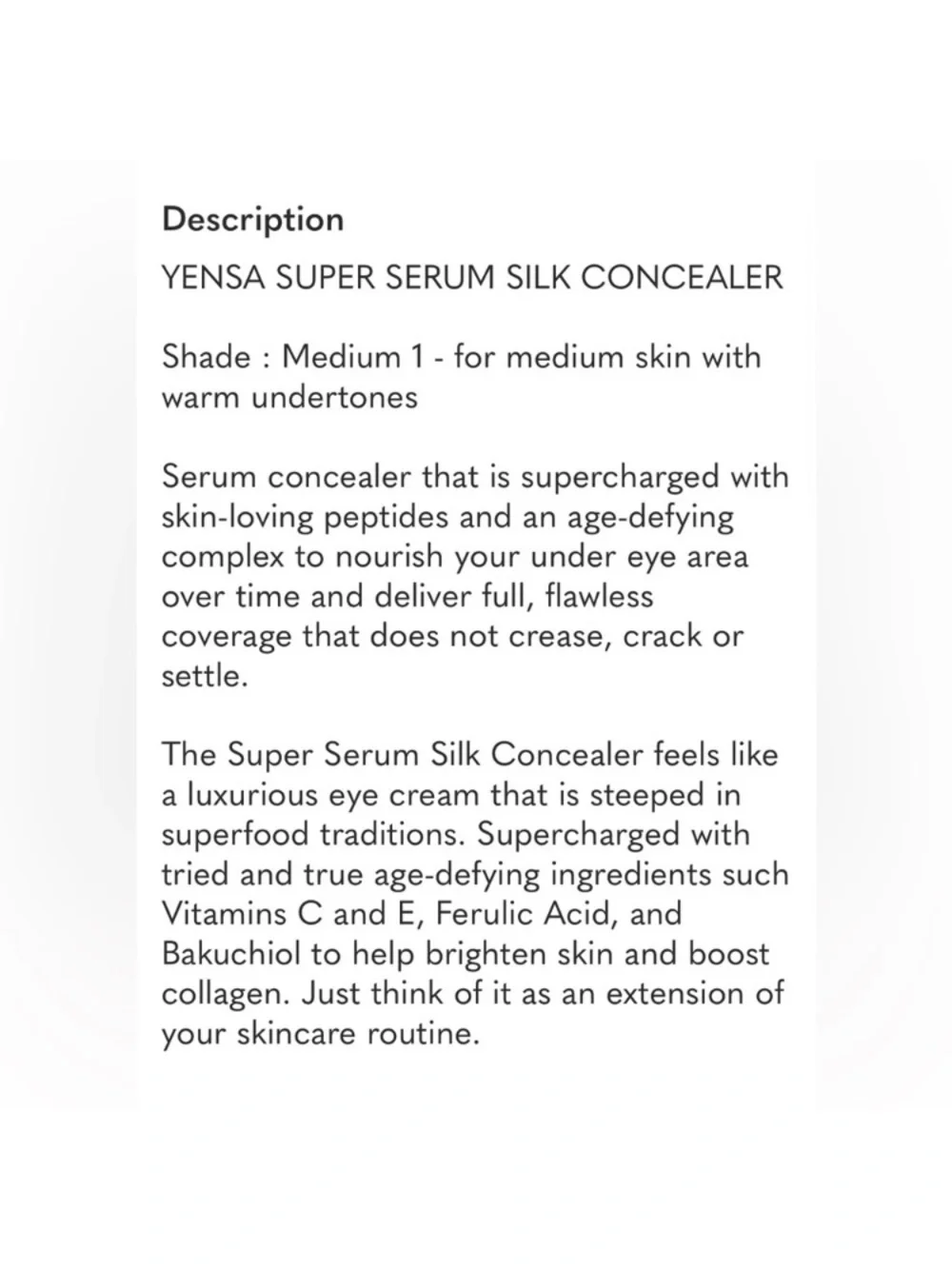 YENSA Super Serum Silk Concealer IN MEDIUM 1 ( Medium Neutral ) NEW! RV $40
